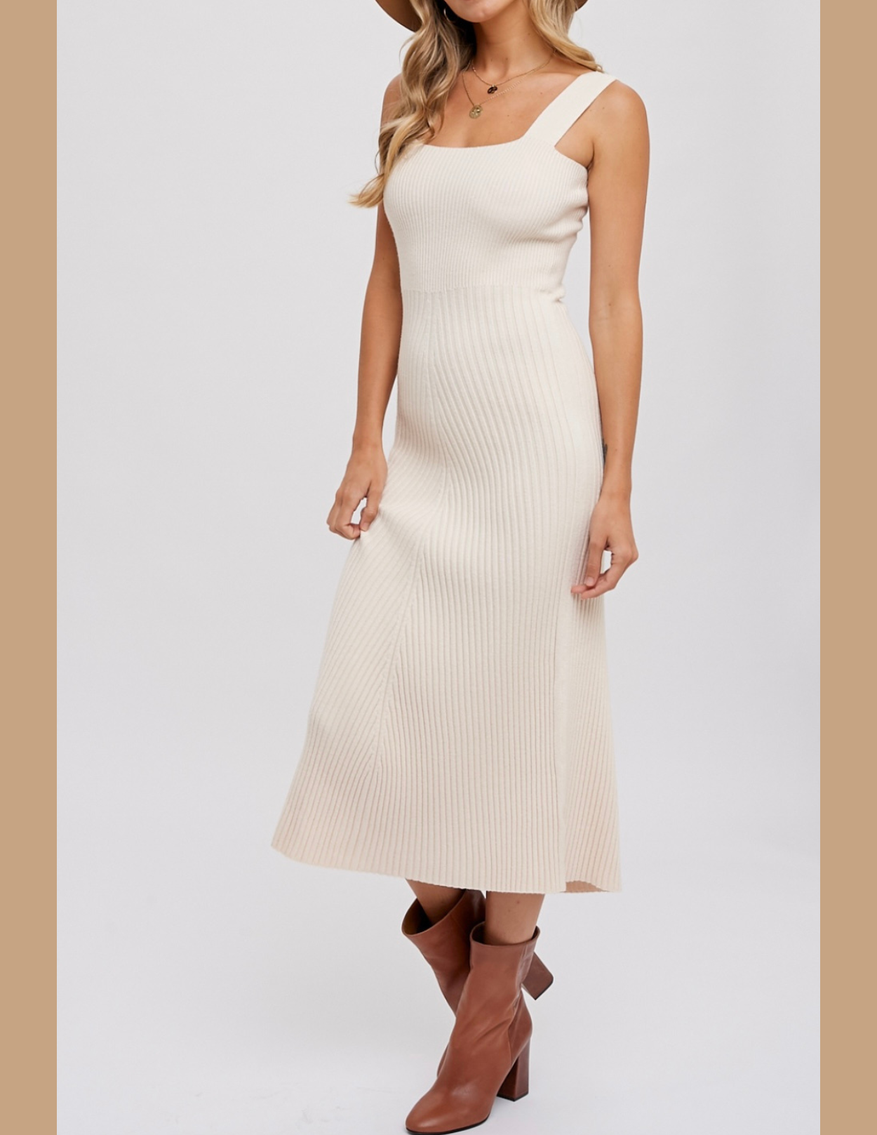 ワンピース square neck knit dress mieajunar Marley Square Neck Midi Sweater Dress – MintyGrape Boutique