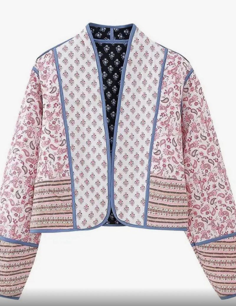 BLU PAISLEY REVERSIBLE QUILTED JACKET