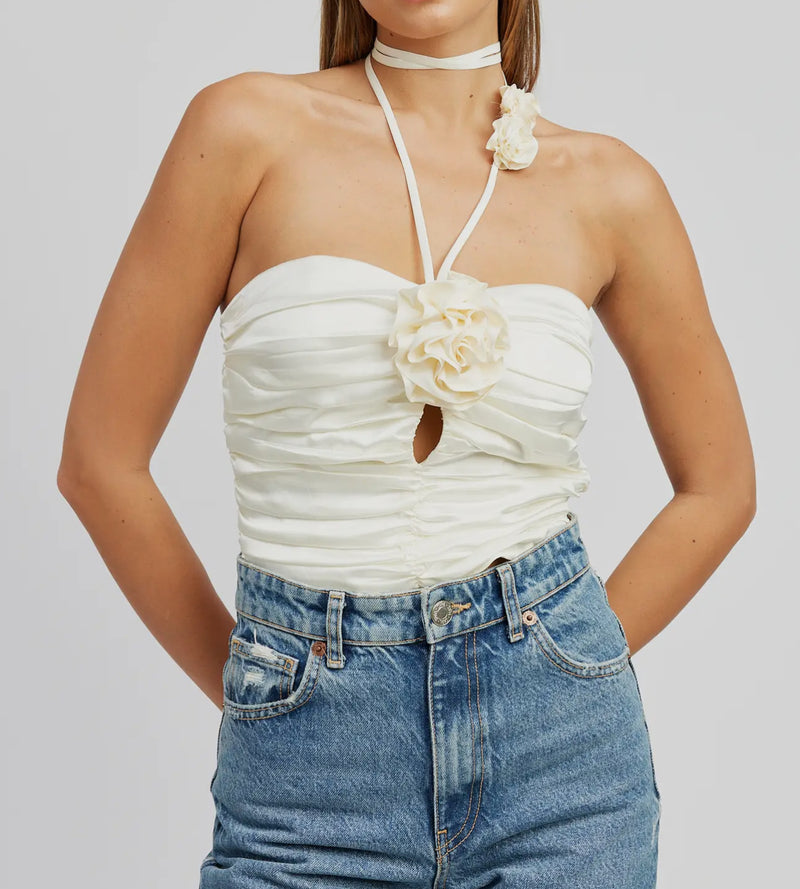 ROSETTE HALTER TOP