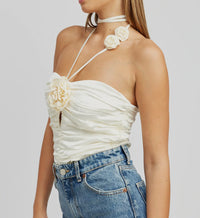 ROSETTE HALTER TOP