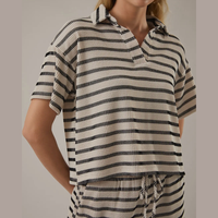 Gianna Striped Polo Shirt and Drawstring Shorts Set