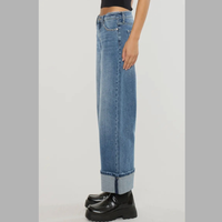 Gemma Mid Rise Studded Wide Leg Jeans with Regular Hem