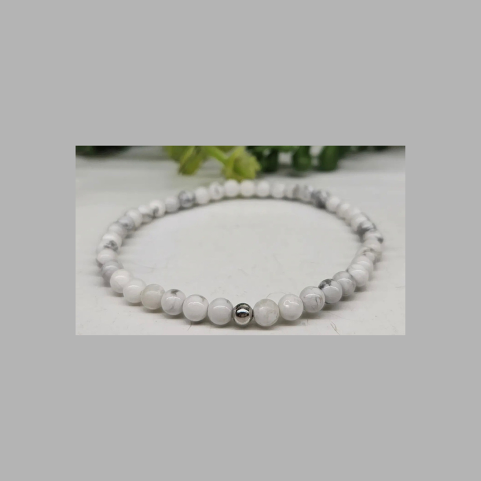 White Howlite 4mm Beaded Stacking Bracelet