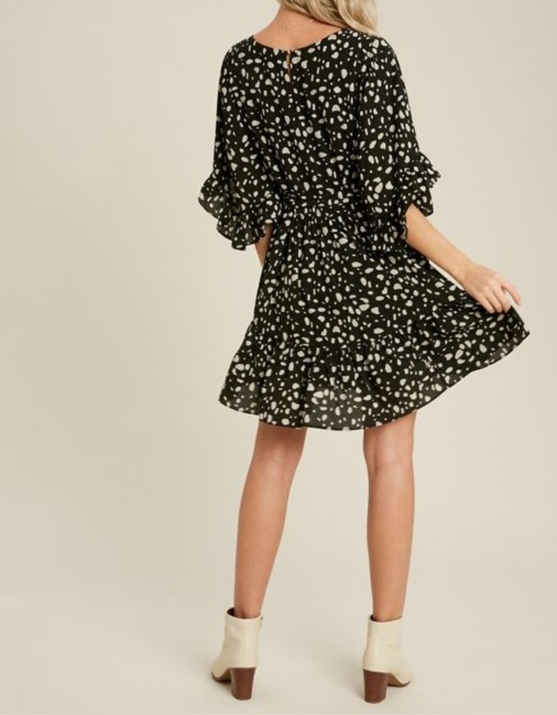 AMELIA DALMATIAN RUFFLE DRESS