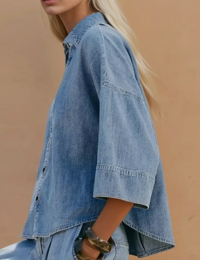 Azura Oversized Denim Wide Sleeve Shirt