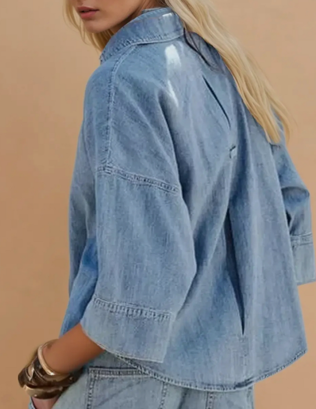 Azura Oversized Denim Wide Sleeve Shirt