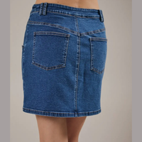 Zoey Curve Shape Seam Detail Denim Mini Skirt