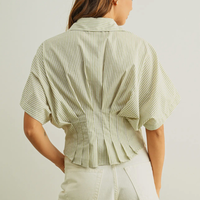 Camila Stripe Button Front with Pleated Waist Shirt