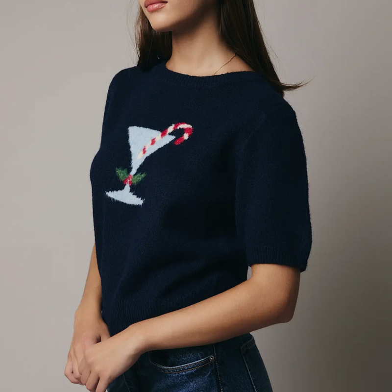 Holly Festive Martini & Candy Cane Sweater
