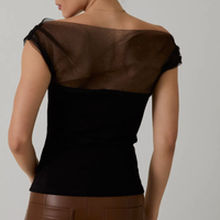 Sofia Glam Off the Shoulder Mesh & Ponte Drape Top