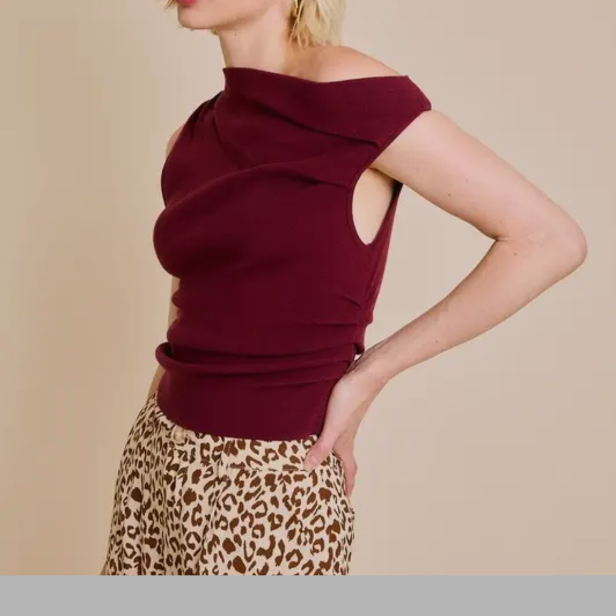 Brielle Asymmetrical Neck Sweater Top