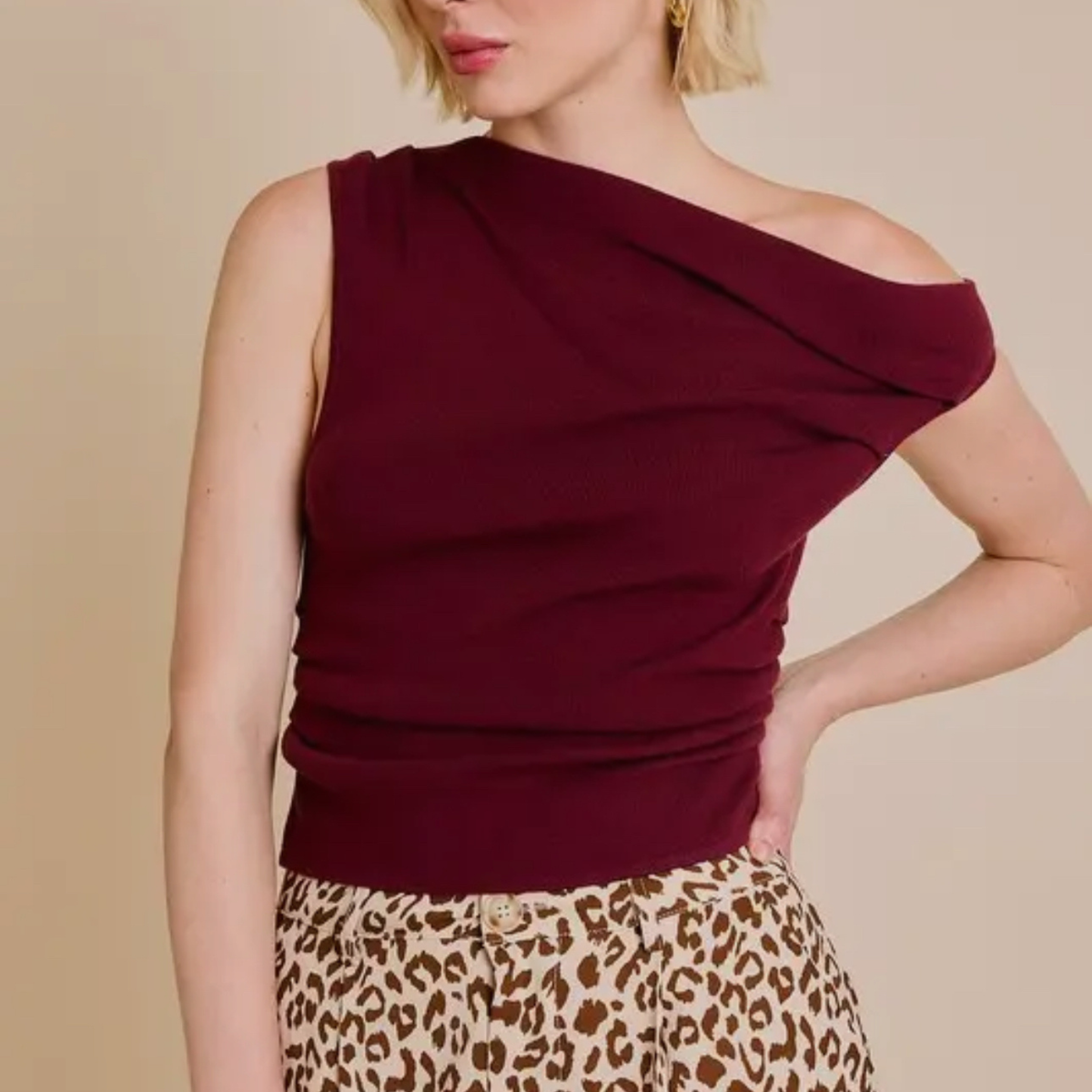 Brielle Asymmetrical Neck Sweater Top