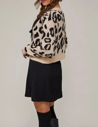 Emma Leopard Print Satin Bow Tie Cardigan