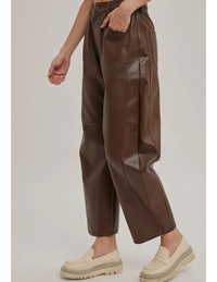 Curie Vegan Leather Barrel Pants