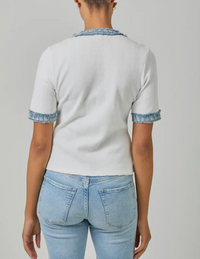 Frayla Denim Trim Top