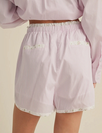 Isla Striped & Floral Contrast Long Sleeve Button-Up Shirt and Short Set
