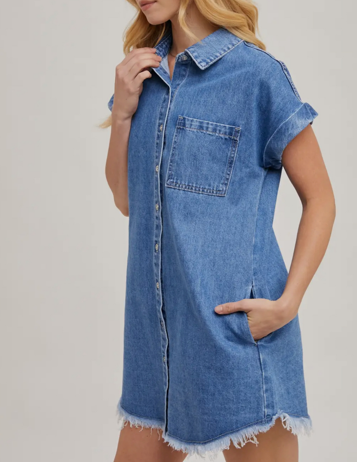 off the shoulder denim shirt dress The Perry Denim Shirtdress