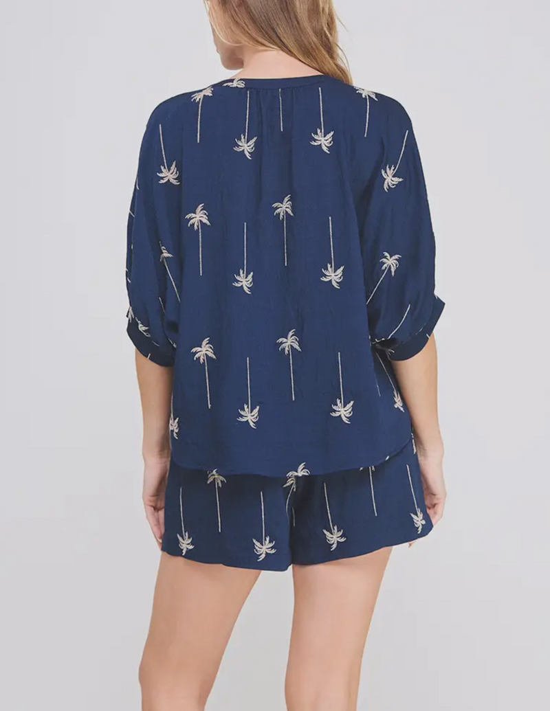 Aria Palm Embroidery Top