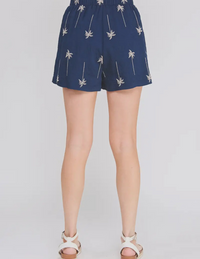Aria Palm Embroidery Shorts