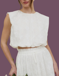 Santorini Eyelet Blouse & Ruffle Skirt Set