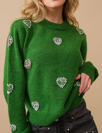 RHINESTONE HEART SWEATER