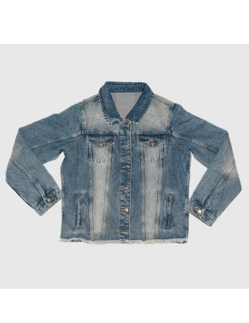 Bee Embroidered Striped Denim Jacket