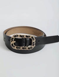 Leather Gold Chain Buckle Belt