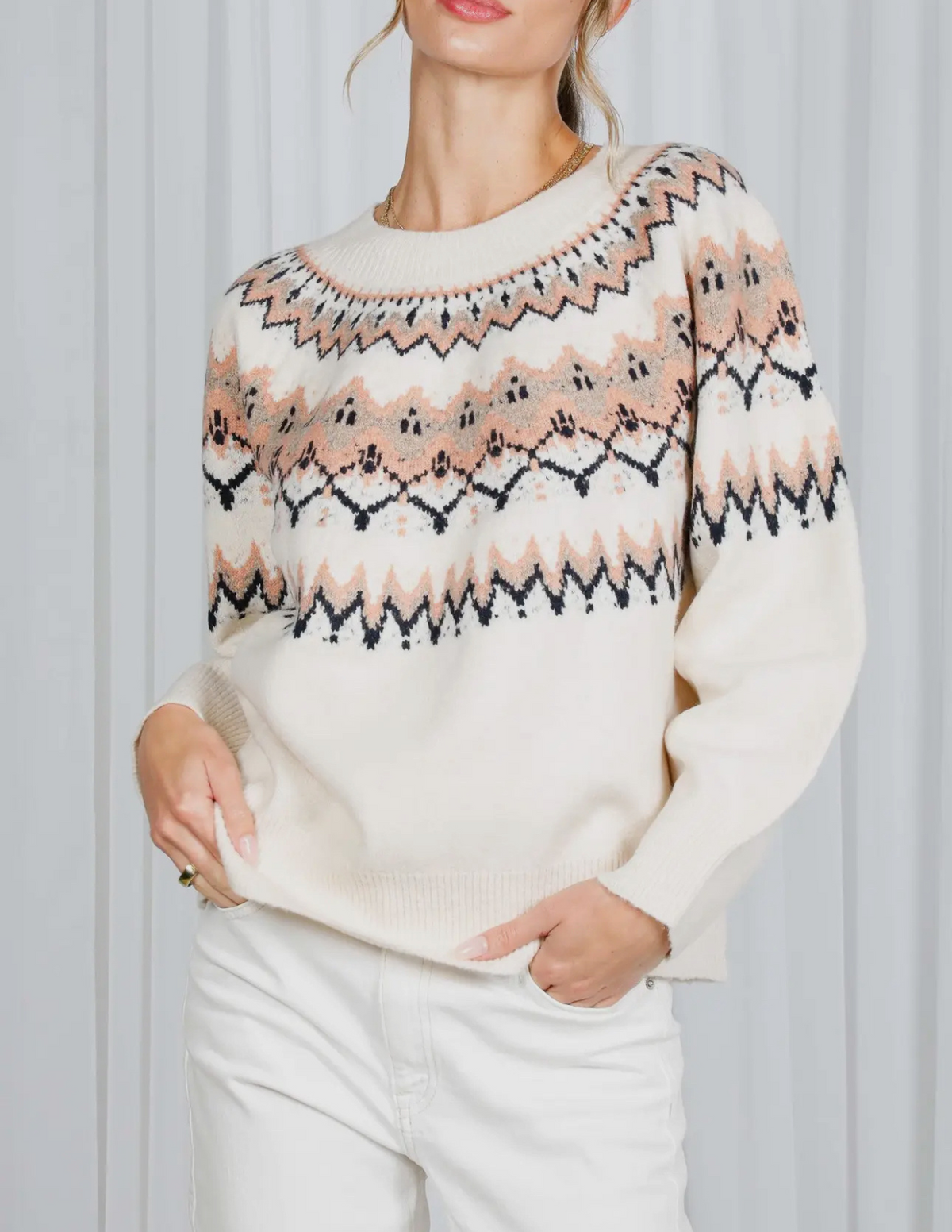 Maribel Fair Isle Crew Neck Sweater