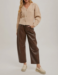 Curie Vegan Leather Barrel Pants