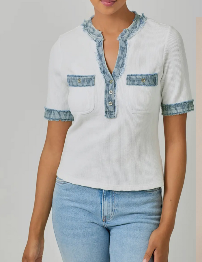 Frayla Denim Trim Top