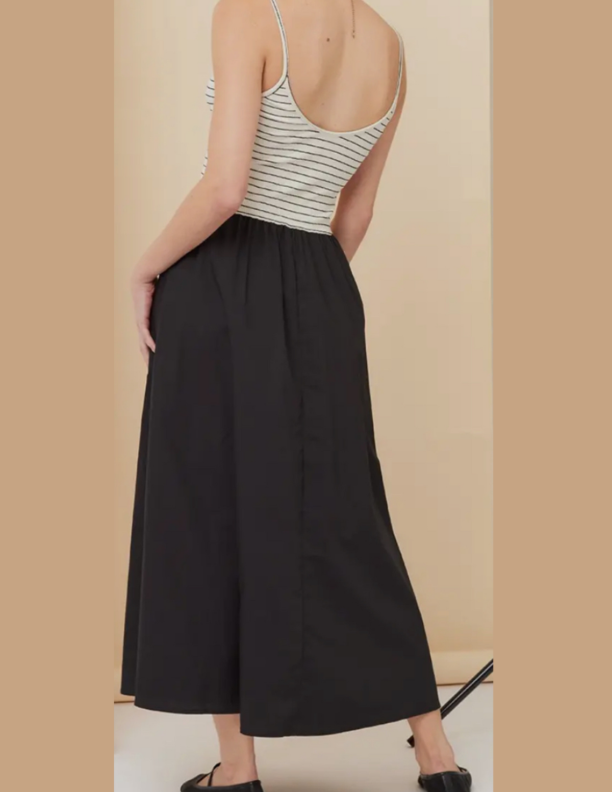 Arabella Striped Knit Contrast Poplin Maxi Dress MintyGrape Boutique Arabella Striped Knit Contrast Poplin Maxi Dress MintyGrape Boutique