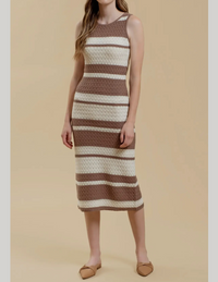 Mia Striped Crochet Knit Midi Dress