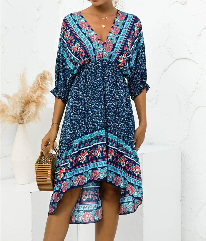 BOHO ASYMMETRICAL HEM DRESS