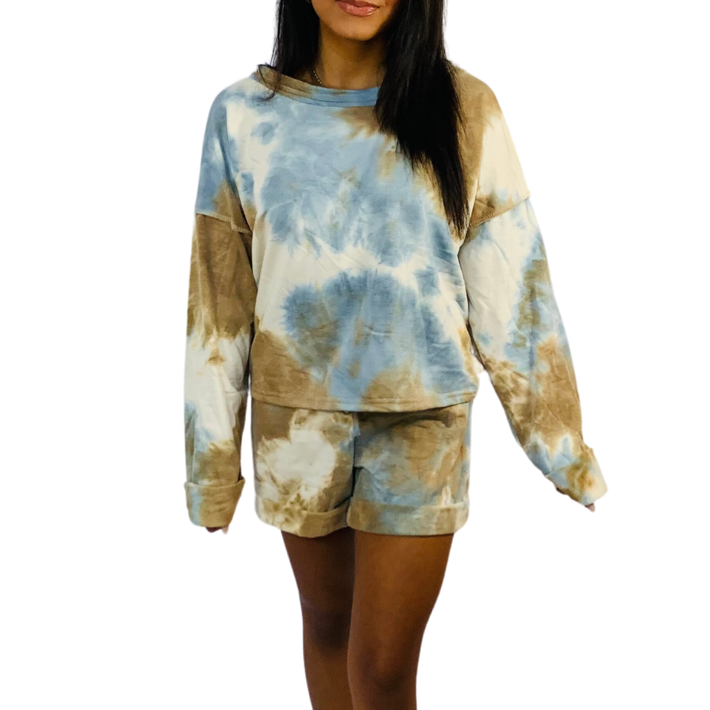 TIE-DYE OPEN BACK SWEATSHIRT SET