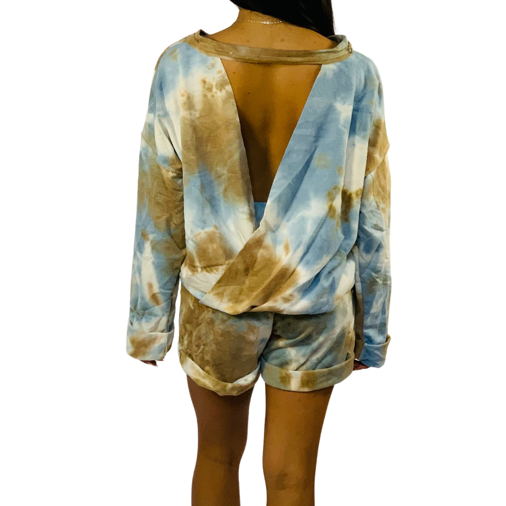 TIE-DYE OPEN BACK SWEATSHIRT SET