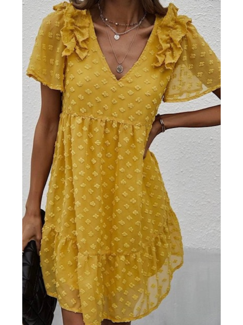 KACEY RUFFLE TEXTURE DRESS