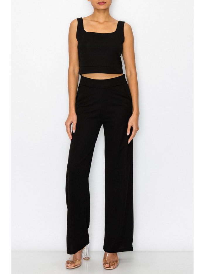 AVENLYN SQUARE NECKLINE TOP & WIDE PANTS SET