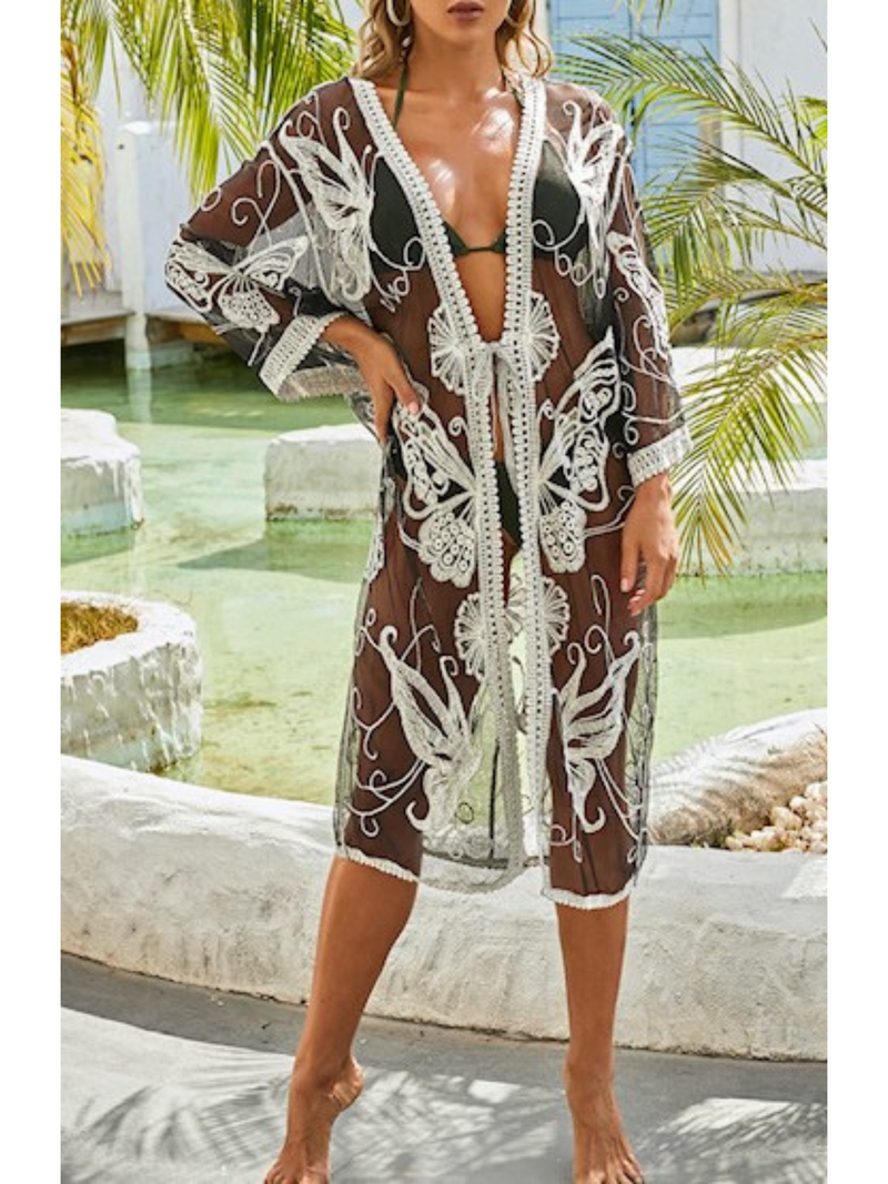 KNIT EMBELLISHED SWIMSUIT COVER-UP