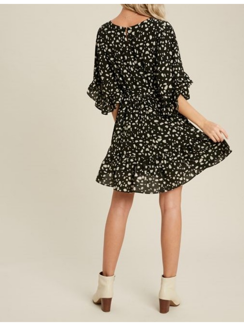 AMELIA DALMATIAN RUFFLE DRESS