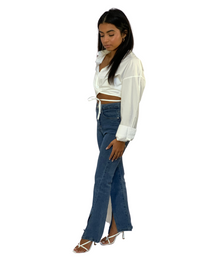 TIE WAIST WRAP SHIRT
