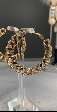 PAVE CHAIN HOOP EARRINGS