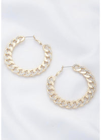 PAVE CHAIN HOOP EARRINGS